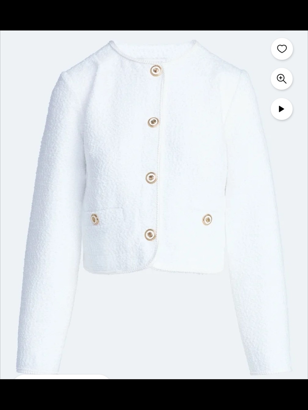 Women's White Tweed Collarless Blazer Jacket (Never Worn) - Picture 2 of 4